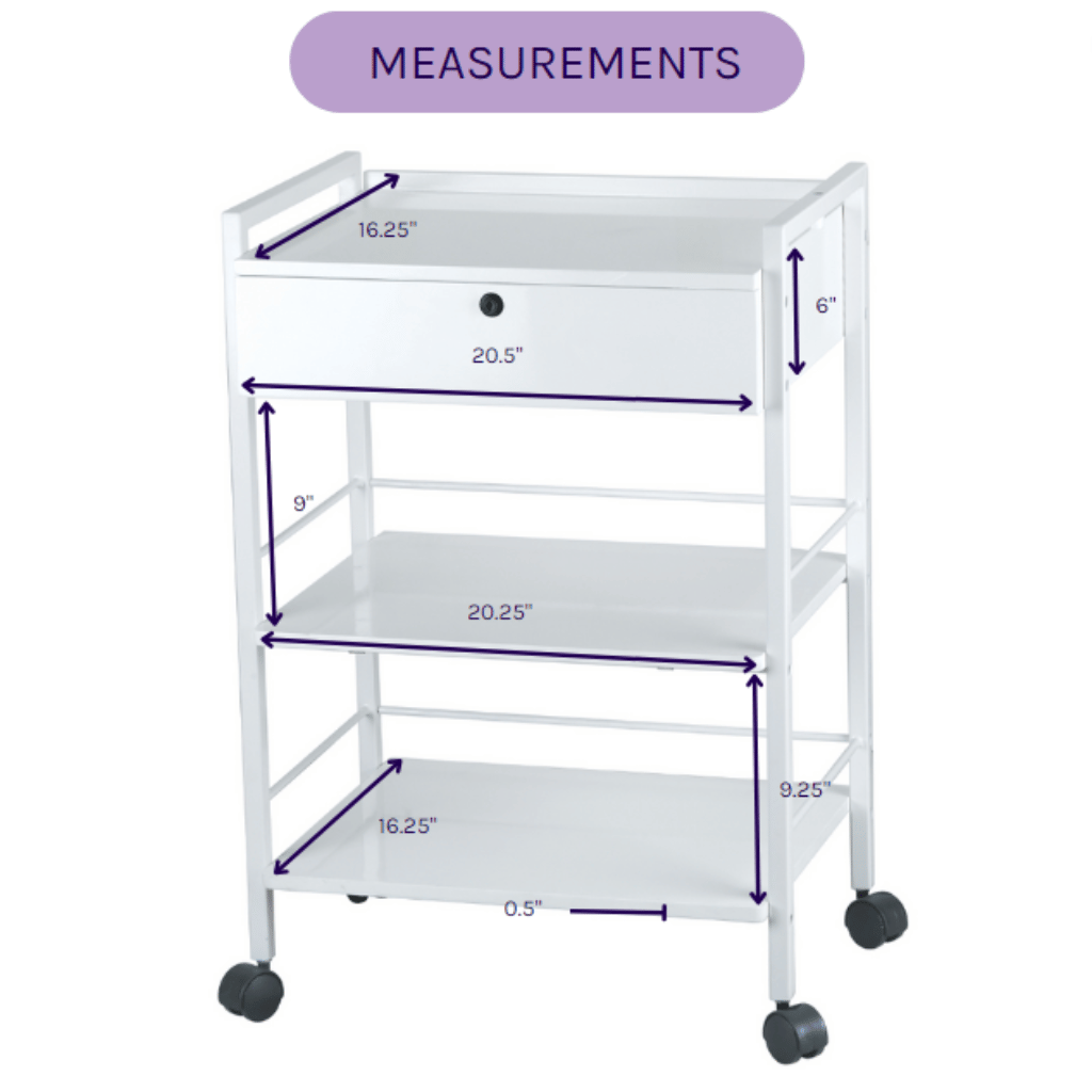 3 Shelf Med Spa Esthetician Cart with Locking Drawer (1019A) - Image 6
