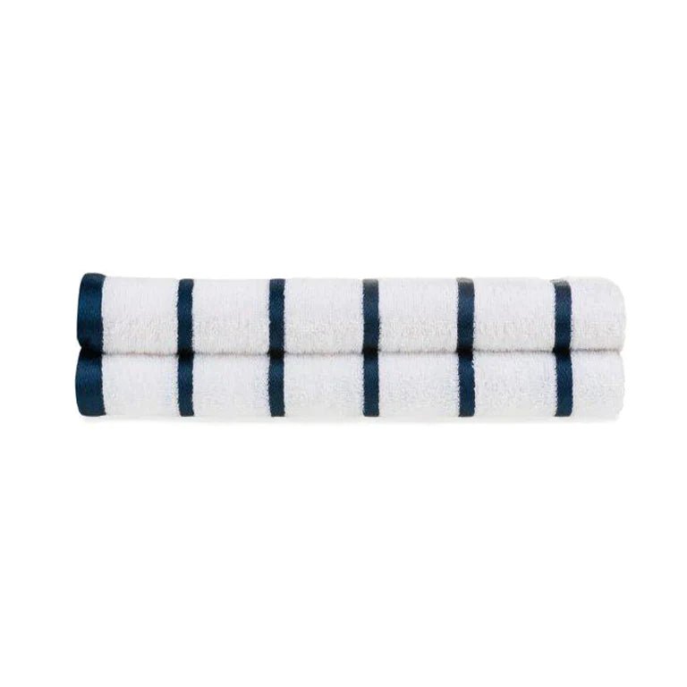 Horizontal Stripe Towel, Navy Blue-White - Image 2