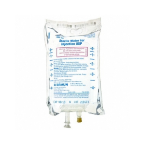 Sterile Water, IV Bag, Intravenous IV Solution 500 mL Case 24 (L8501-01)
