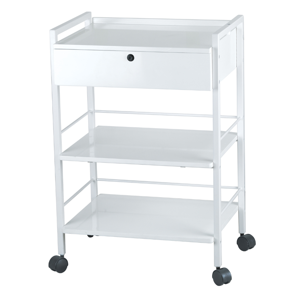 3 Shelf Med Spa Esthetician Cart with Locking Drawer (1019A)