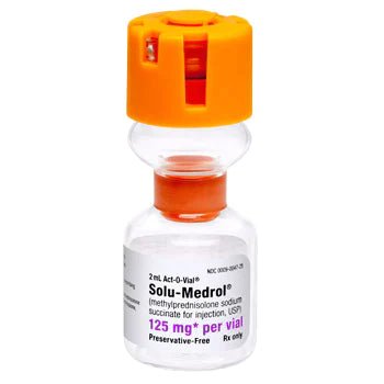 Solu-Medrol Methylprednisolone Sodium Succinate, 125 mg / 2 mL Injection Single Dose Act-O-Vial 2 mL